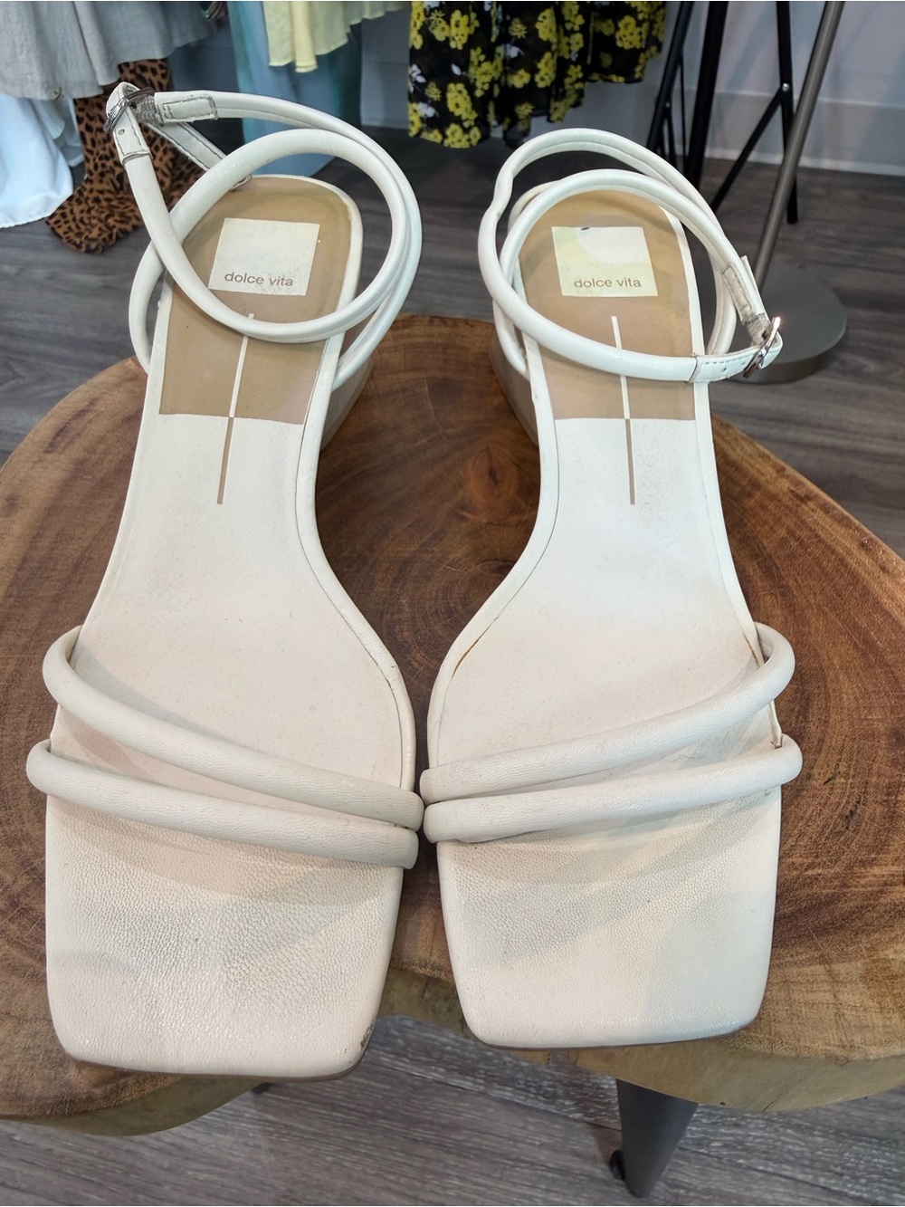 Dolce Vita Cream Double-Strap Square-Toe Sandals